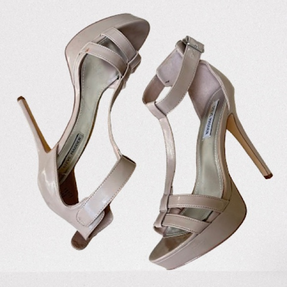 Steve Madden Patent Nude Platform High Heels size 8.5